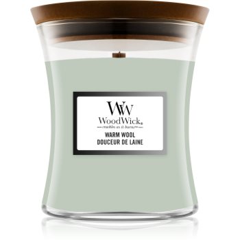 Woodwick Warm Wool lumânare parfumată cu fitil din lemn din imagine noua