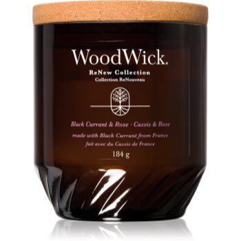 Woodwick Black Currant & Rose lumânare parfumată