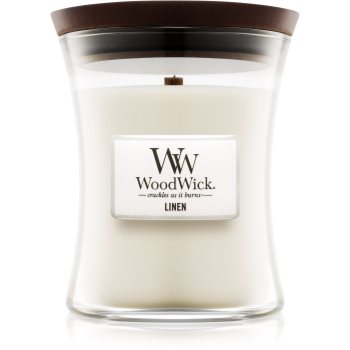 Woodwick Linen lumânare parfumată cu fitil din lemn notino.ro