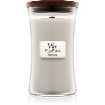 Woodwick Warm Wool lumânare parfumată cu fitil din lemn