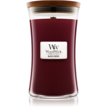 Woodwick Black Cherry lumânare parfumată cu fitil din lemn