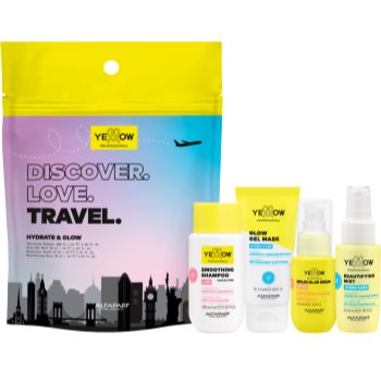 Yellow Professional Discover.Love.Travel. Set Seturi pentru voiaj pentru păr