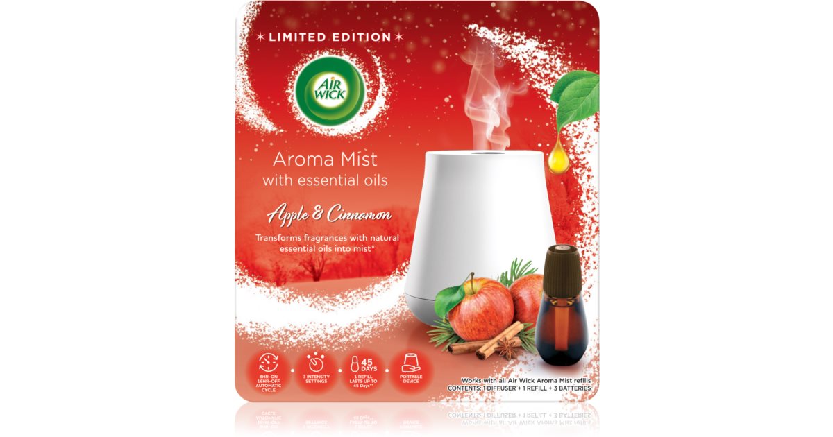Air Wick Aroma Mist Magic Winter Apple & Cinnamon diffusore di aromi con  ricarica + batteria White Difuser