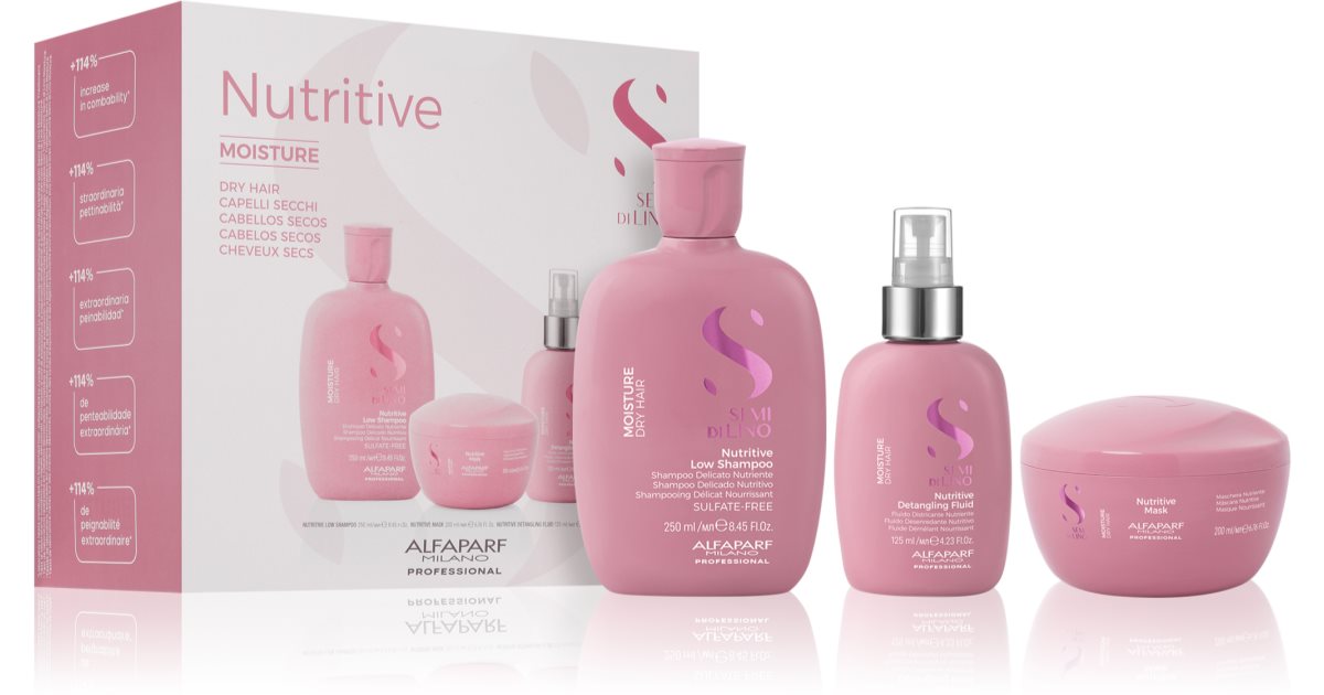 Kit Alfaparf Semi Di Lino Moisture Dry Hair Nutritive Complete Hydration  Professional Use Hair Care