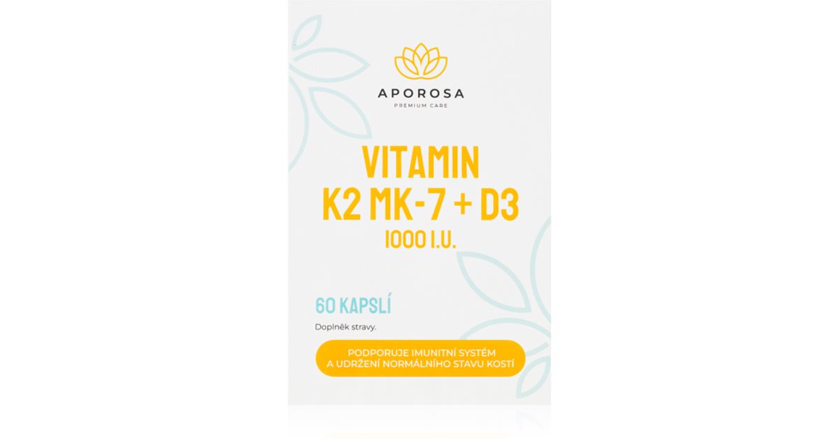 Aporosa Vitamin K2+D3 MK7 kapsuly pre normálnu funkciu imunitného