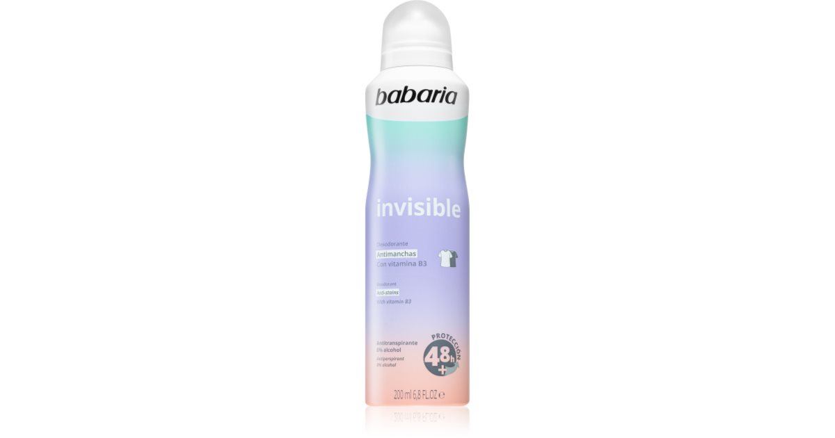 Babaria Deodorant Invisible антиперспирант-спрей срещу бели и жълти ...