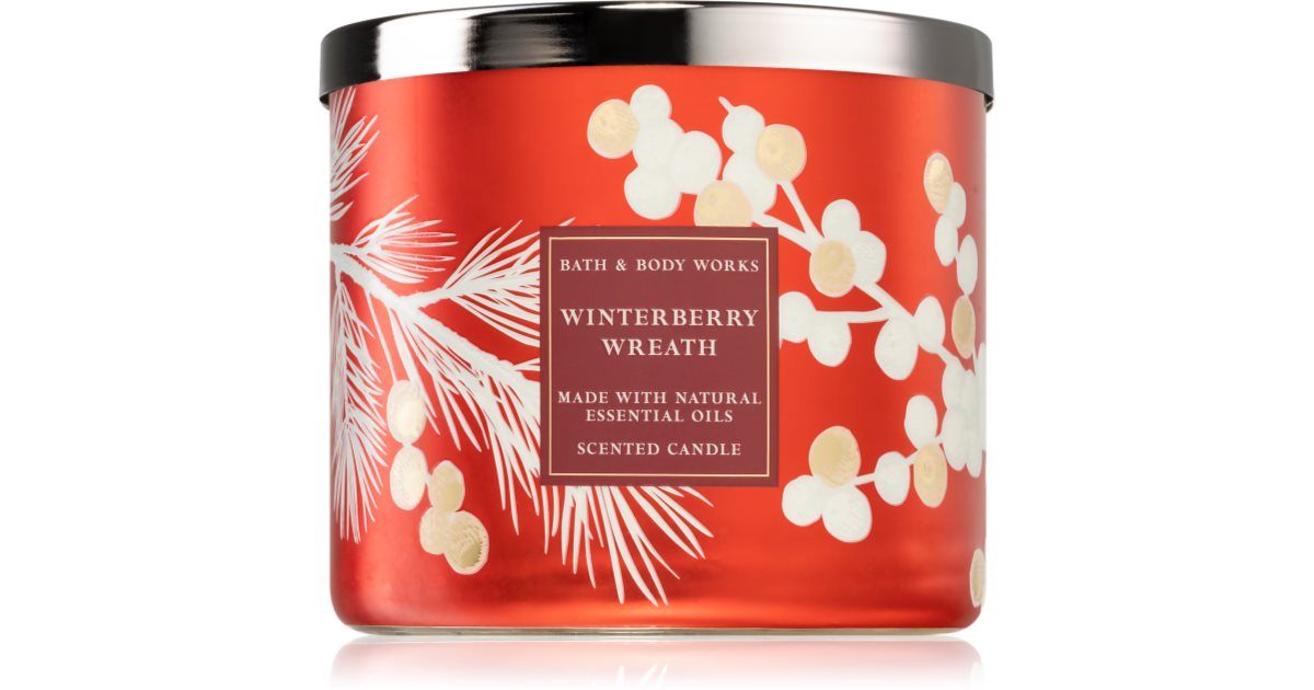 WINTERBERRY WREATH 3 Wick Candle  Candle scent oil, Essential oil scents,  Bath candles