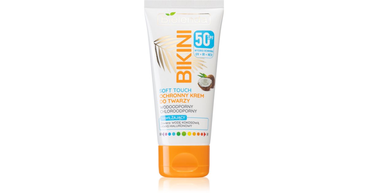 Bielenda Bikini Coconut wasserfeste Bräunungscreme für das Gesicht SPF