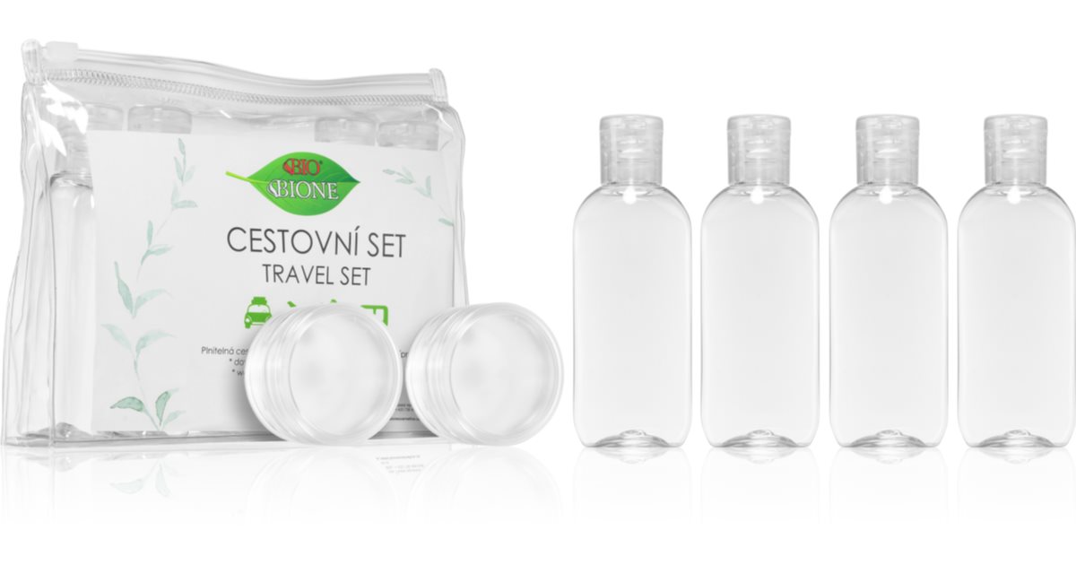 Bione Cosmetics Travel Set contenitori da viaggio riutilizzabili