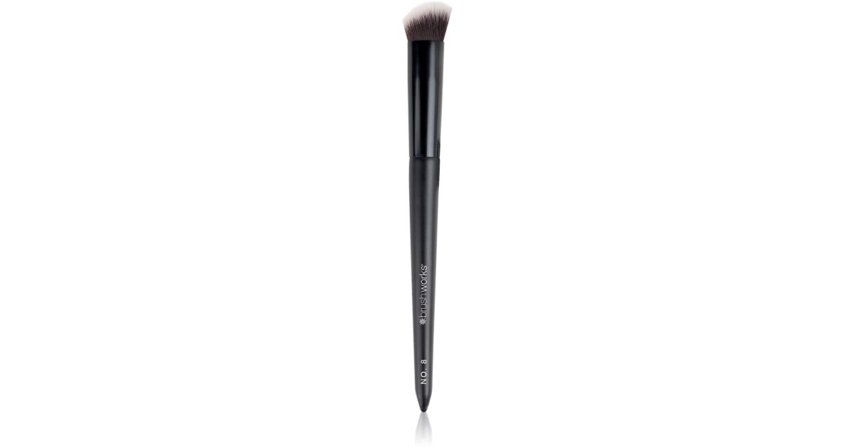 Brushworks No. 9 Angled Flat Top Foundation Brush – Vegan, Weiche Taklon-Borsten, Für Flüssiges & Cremiges Make-up