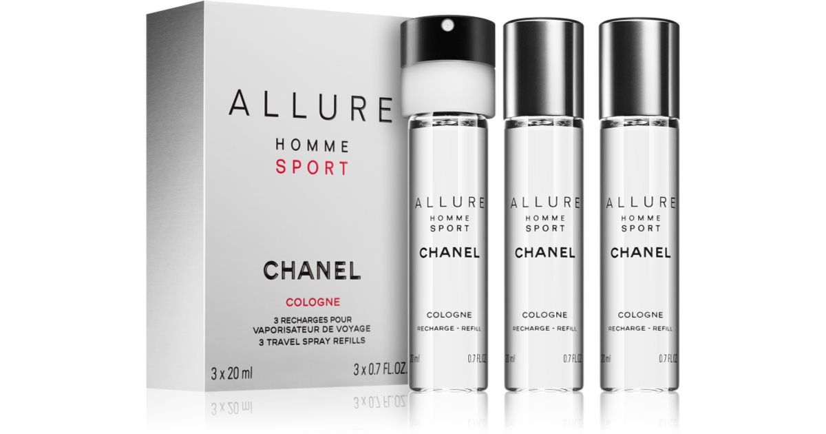Chanel Allure Homme Sport Cologne Travel Spray & Two Refills 3x20ml