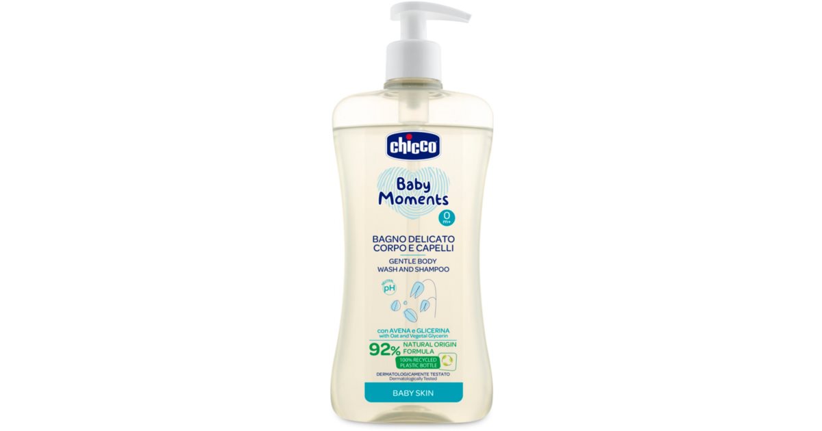 Chicco Baby Moments gentle baby shampoo for hair and body 