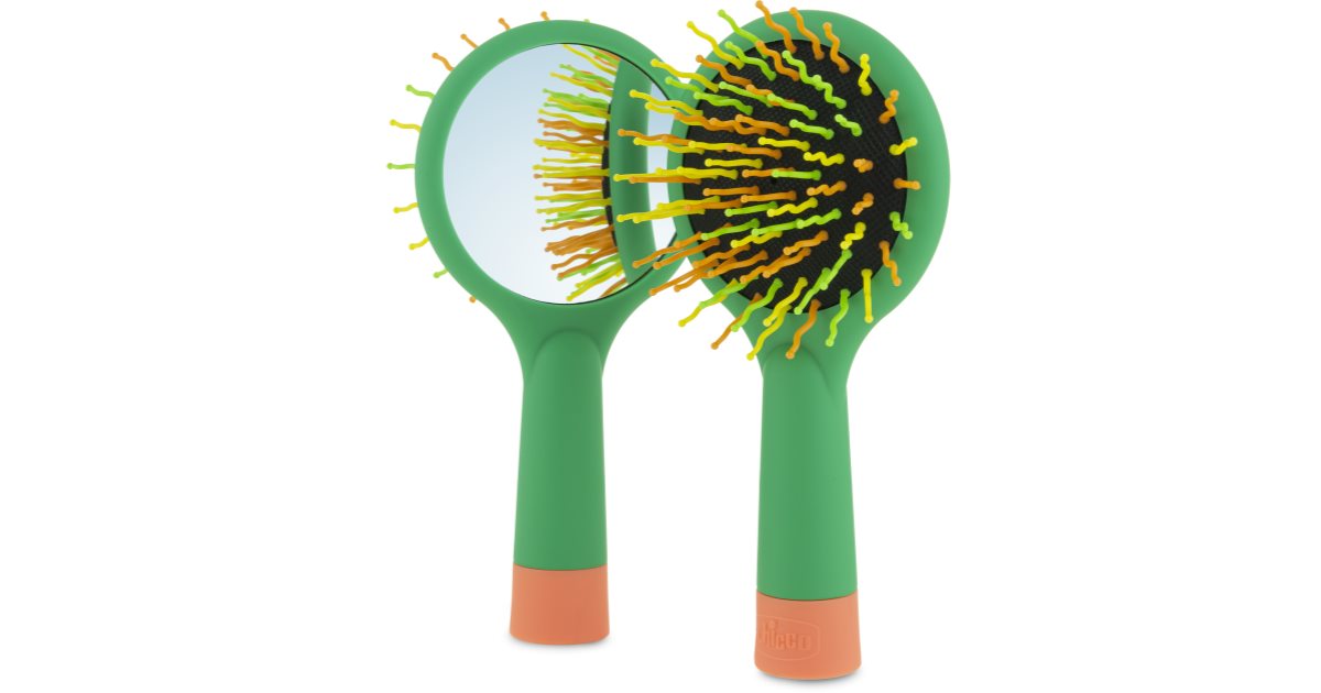 Chicco Kit Brosse Et Peigne Bébé Poils Naturels Doux - Peigne Bouts Arrondis - Manche Antidérapant - Cadeau Naissance Idéal Nouveau-né 0+ Mois Orange