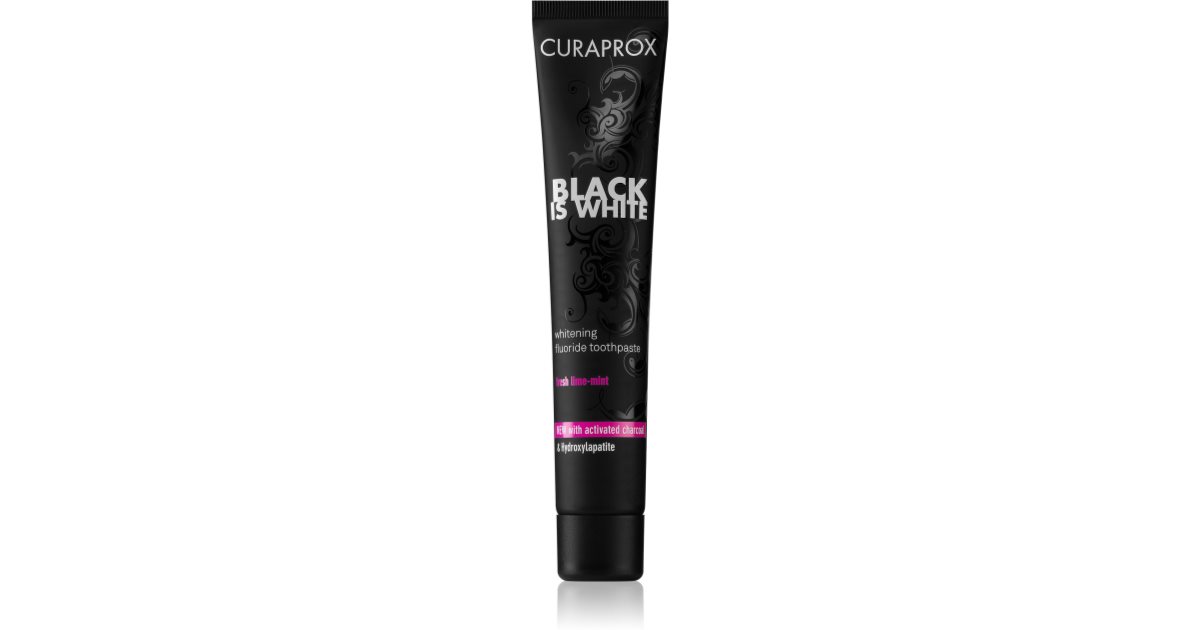Curaprox Black is White whitening toothpaste with activated charcoal and  hydroxyapatite | notino.co.uk