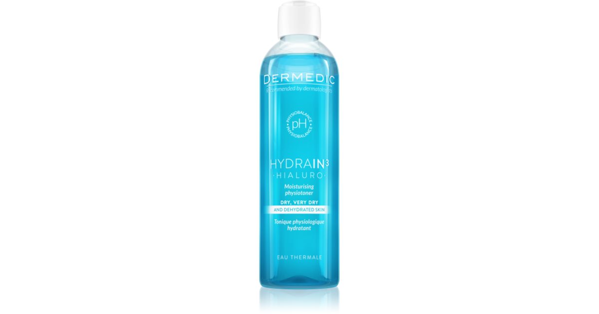 DERMEDIC HYDRAIN 3 HIALURO Mizellenwasser H2O 500 Ml - Sanfte Reinigung Für Empfindliche Augen- Und Gesichtshaut