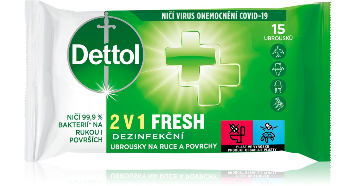 Dettol Disinfectant Wipes 2in1 wet cleansing wipes for hands notino.co.uk