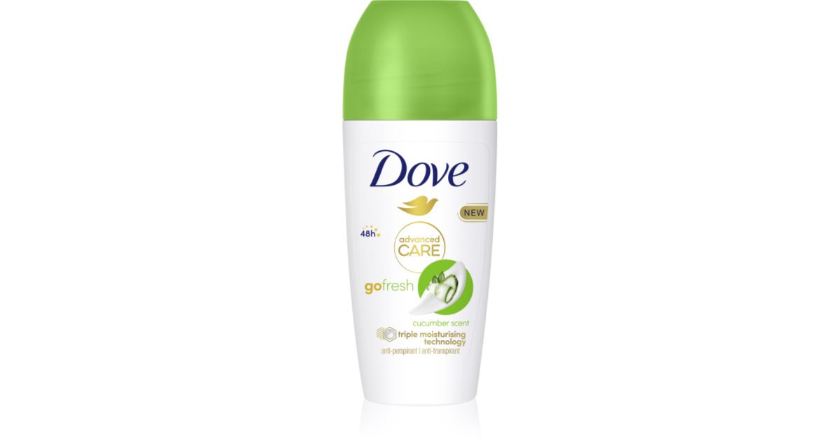 Dove Advanced Care Go Fresh Antitranspirant Roll-On - Gurkenduft, 72h Schutz, Mit 3-fach Feuchtigkeitspflege, 6x 50 Ml