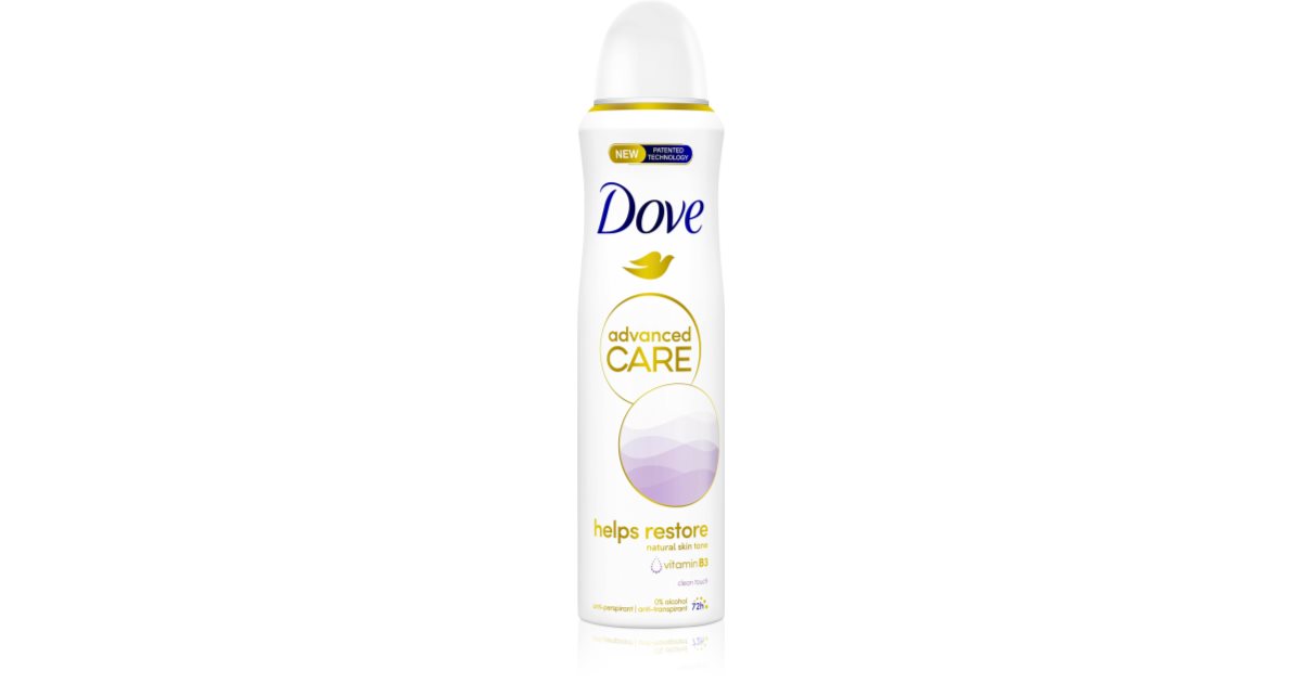 Dove Advanced Care Helps Restore antiperspirant without alcohol