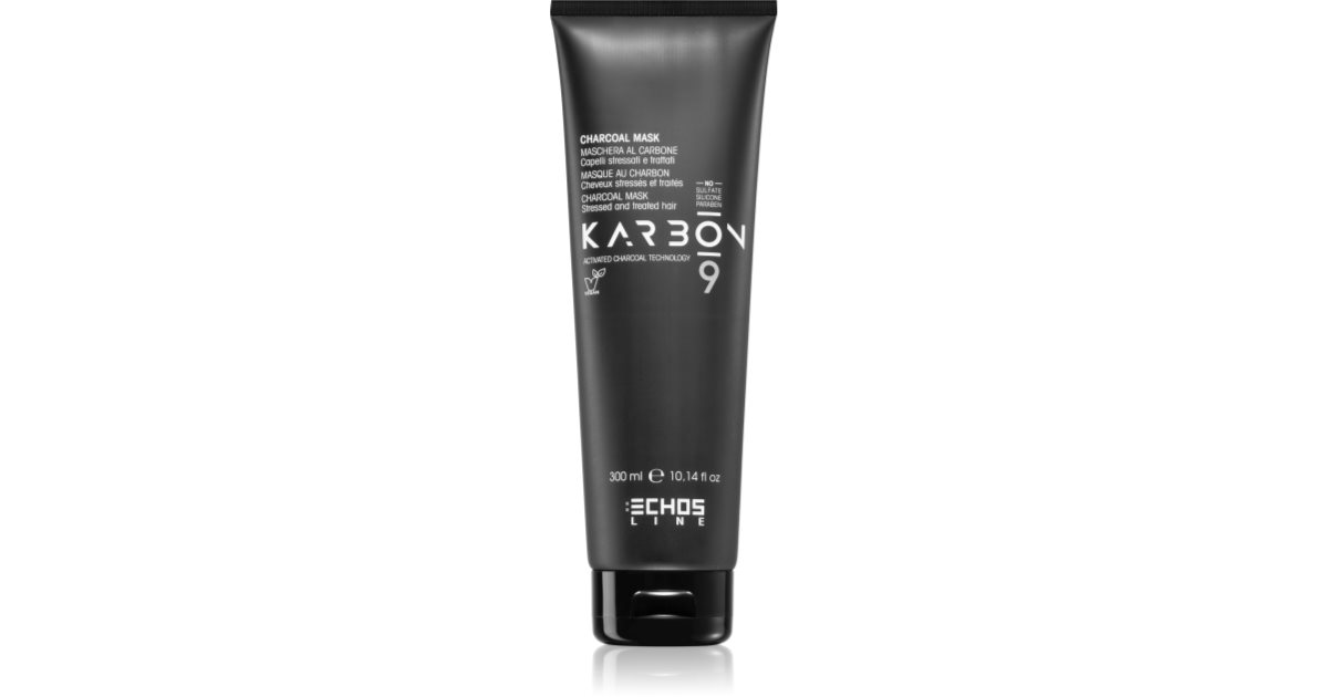 Masque Cheveux Traités ECHOSLINE Karbon9 Au Charbon Actif - 1000ml - Soin Profond & Purifiant