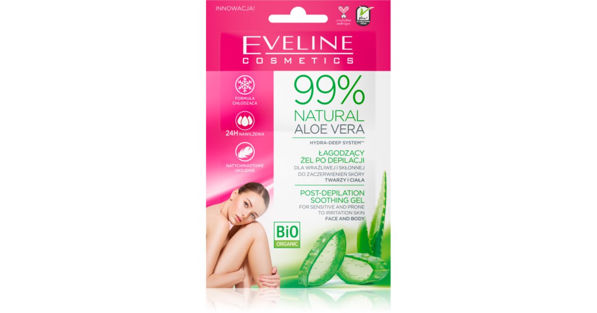 Eveline Cosmetics 99% Natural Aloe Vera Udglattende gel Efter hrfjerning |  notino.dk