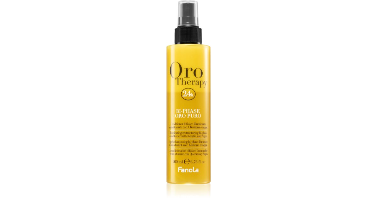 Fanola Oro Therapy Bi-Phase Oro Puro balsamo spray senza risciacquo per  capelli grassi