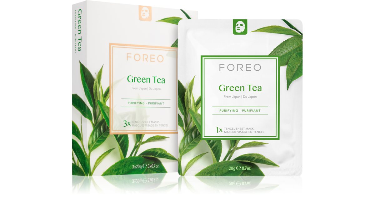 FOREO Farm to Face Sheet Mask Green Tea Zellschichtmaske mit beruhigender  Wirkung für Mischhaut