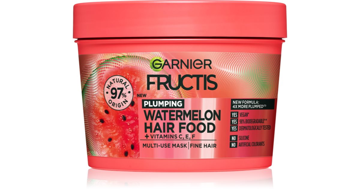 Garnier Fructis Watermelon Hair Food masque pour cheveux fins et sans volume avis notino.be