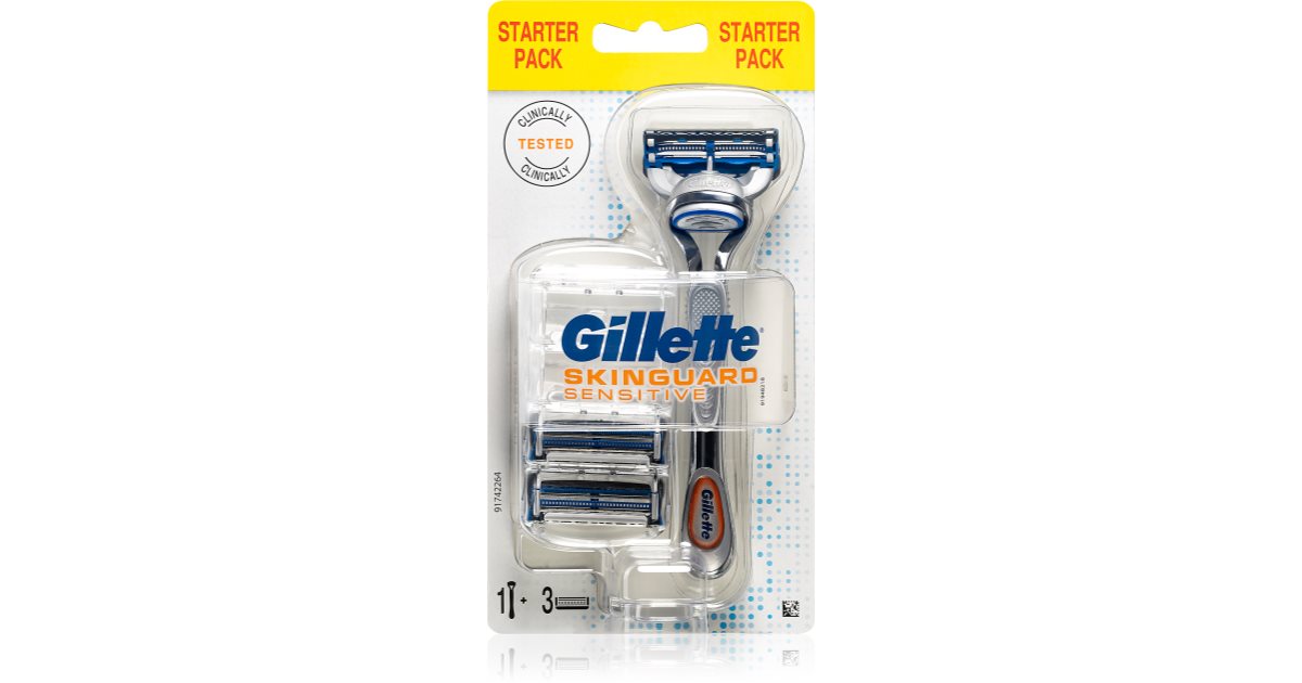 Pack Rasoir Gillette SKINGUARD Sensitive + Lames De Recharge - Pour Peau Sensible