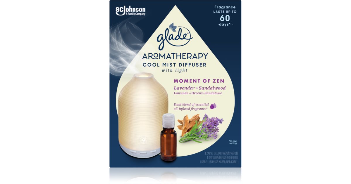 Cool Mist Diffuser With Light Moment Of Zen Glade Aromatherapy