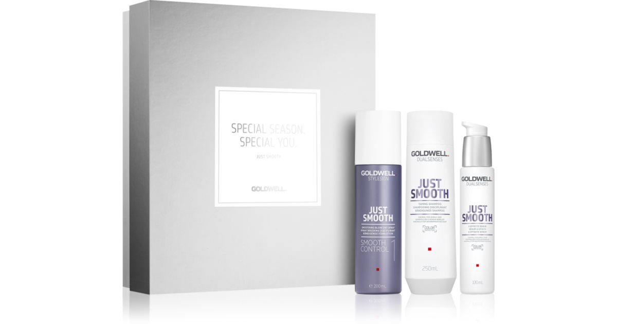 Goldwell Dualsenses Just Smooth Set – Glättendes Shampoo 250ml, Serum 100ml & Öl 100ml – Für Geschmeidiges, Pflegeleichtes Haar