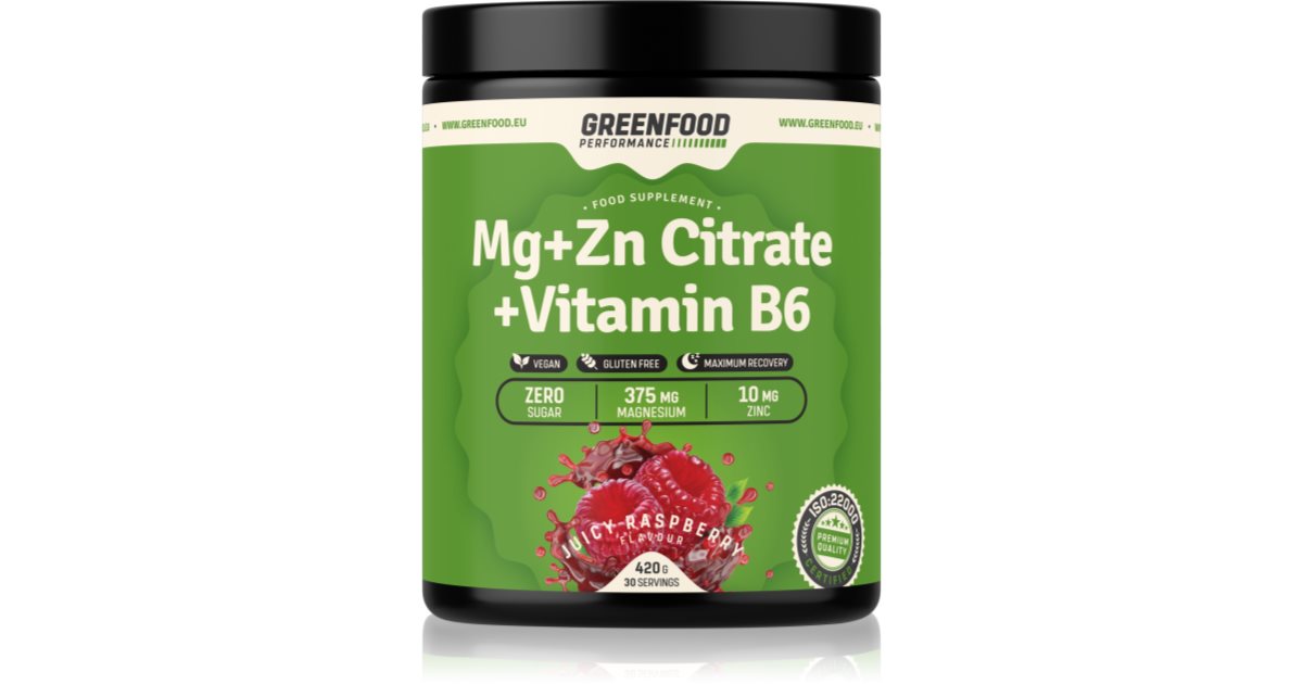 GreenFood Nutrition Performance Mg + Zn Citrate + Vitamin B6 Pulver zur ...