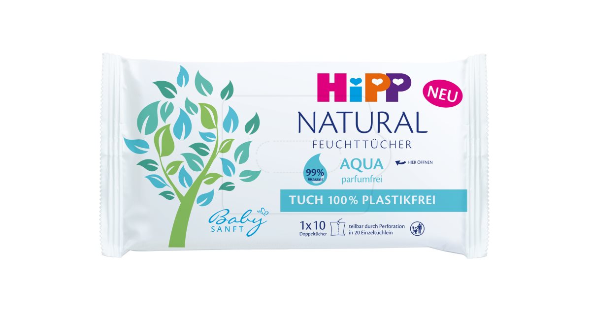 Hipp Babysanft Aqua Natural Våde renseservietter til børn fra fødslen ...