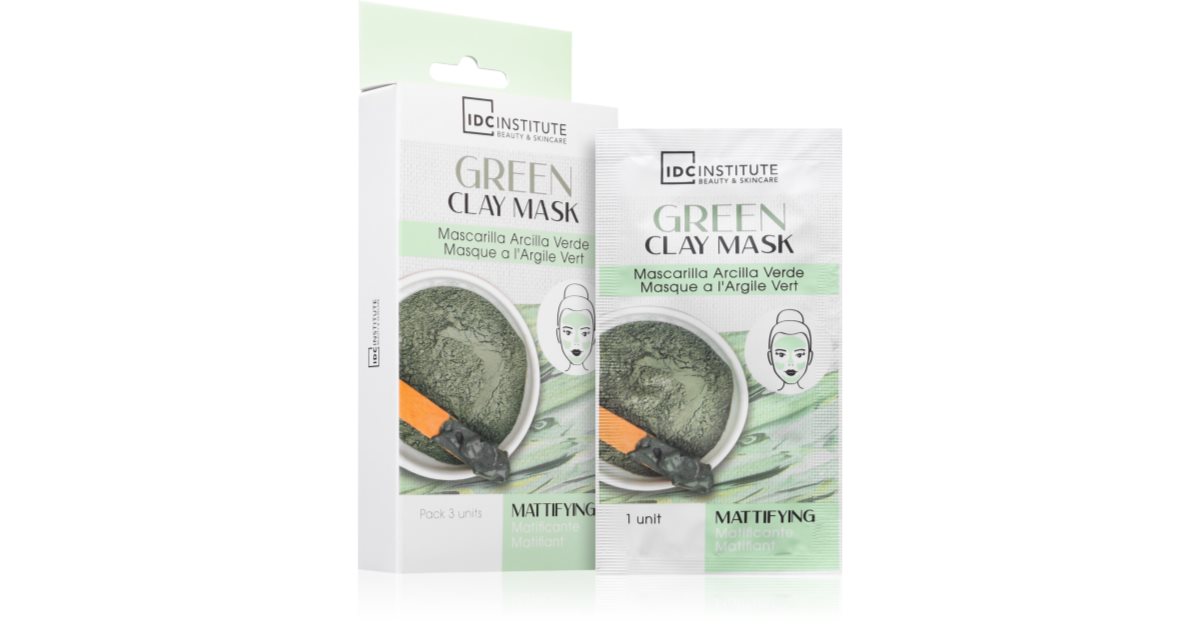 Mattifying Mask IDC Institute Green Clay Mask cleansing mattifying mask with shea ...