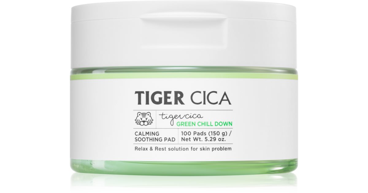 It´s Skin Tiger Cica Green Chill Down exfoliating cotton pads to smooth ...