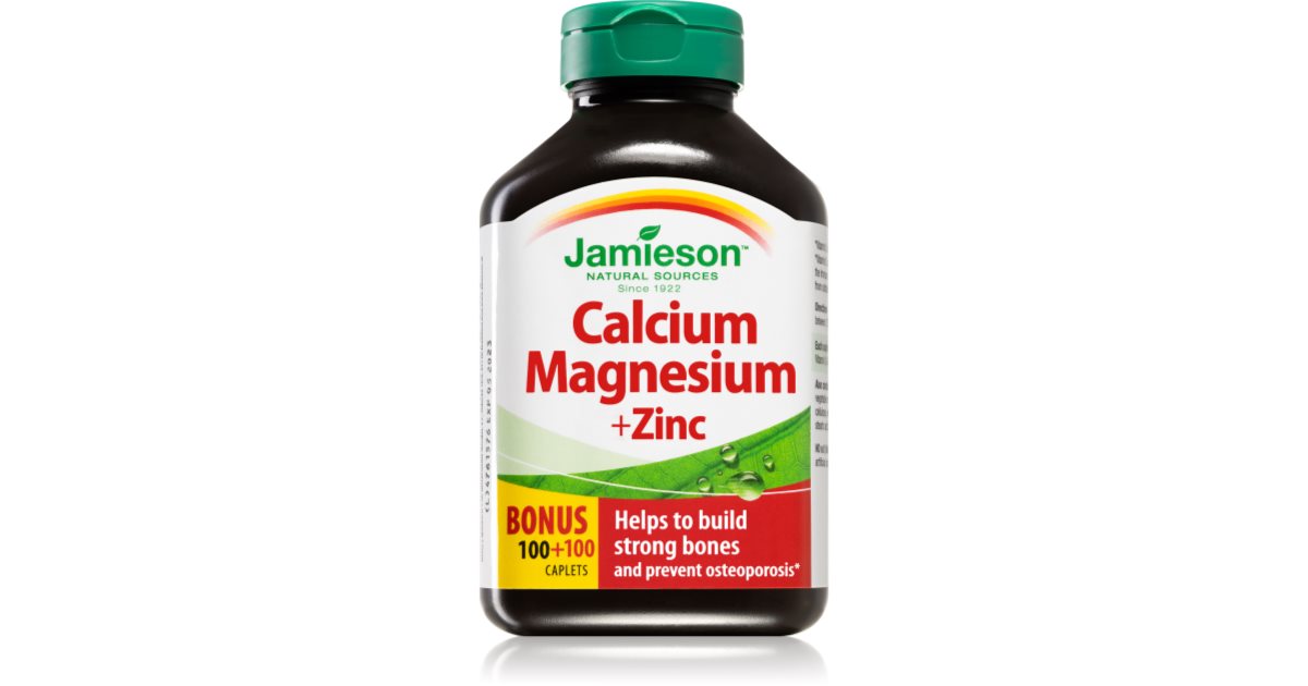 Jamieson Calcium Magnesium + Zinc Tabletten zur Unterstützung der Knochen und Zahngesundheit