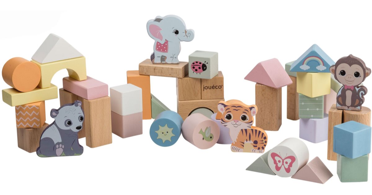 Jouéco The Wildies Family Blocks kuber av trä notino.se