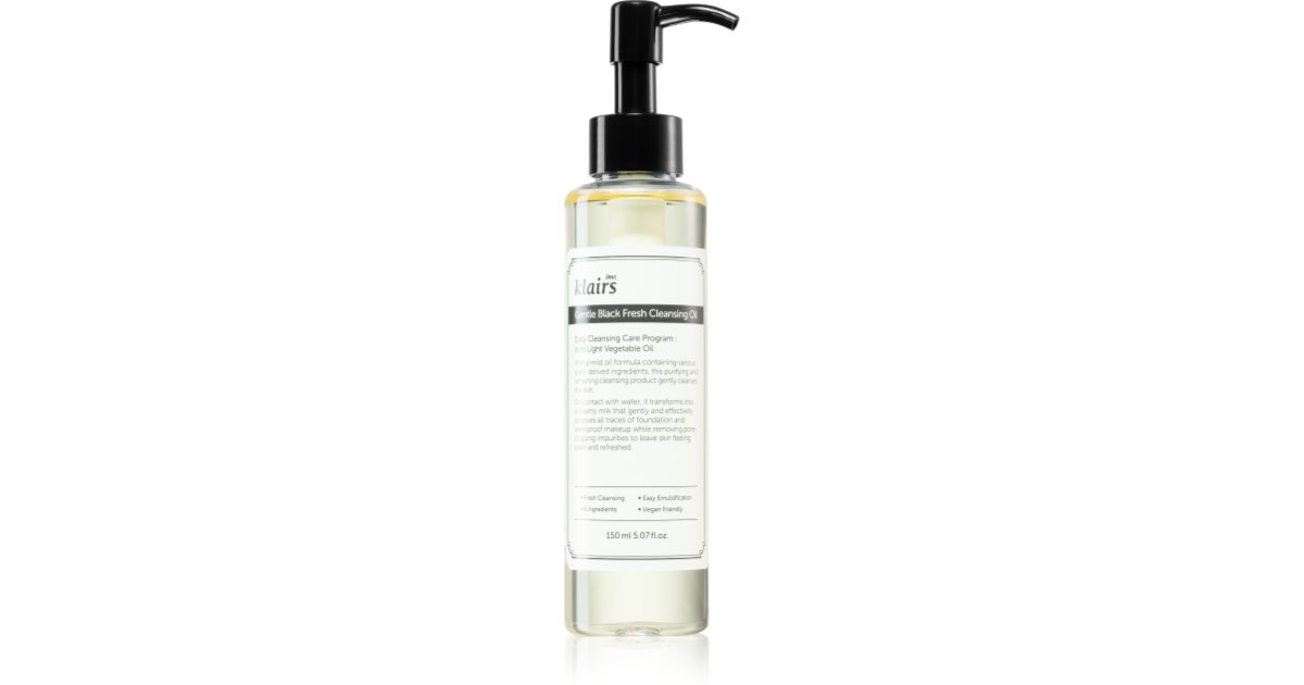 Klairs Gentle Black Fresh Cleansing Oil óleo de limpeza suave para pele ...
