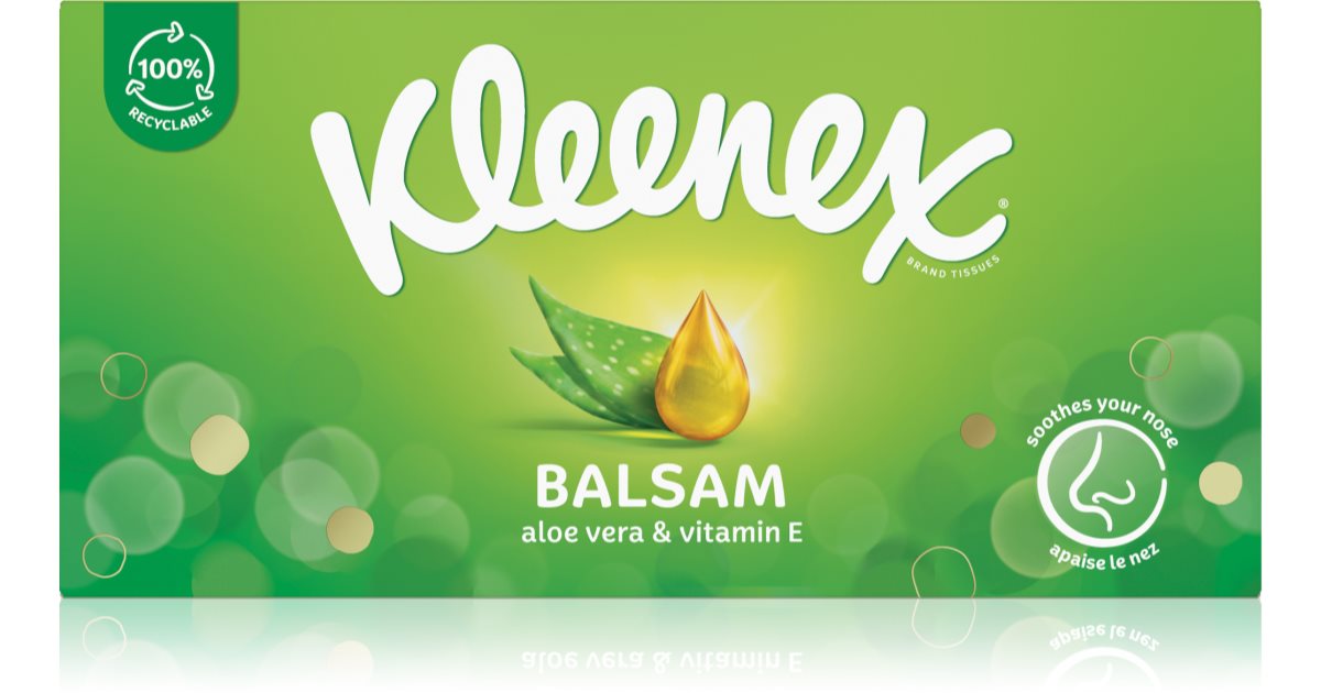 Kleenex Balsam Lot De 12 Boîtes - Mouchoirs Lotionnés Au Calendula/Aloe/Vitamine E - 64 Mouchoirs/Boîte