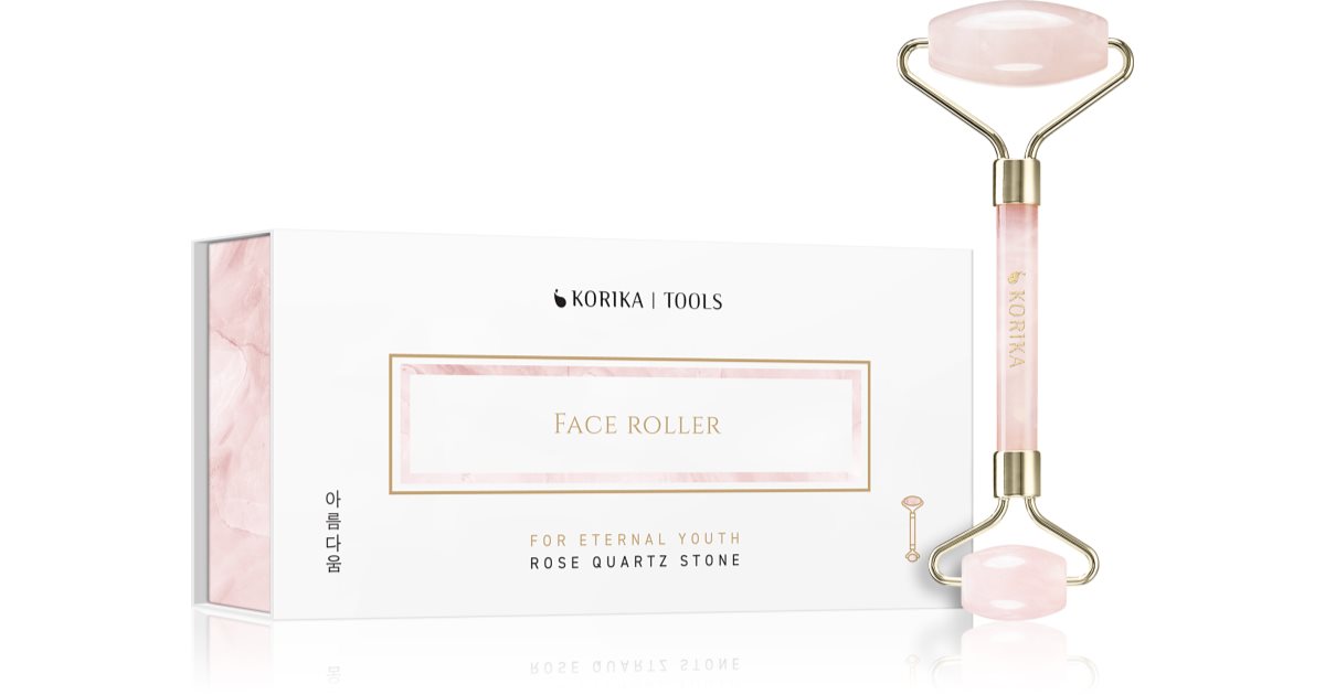 KORIKA Tools Face Roller Rose Quartz Stone masážní váleček na obličej a