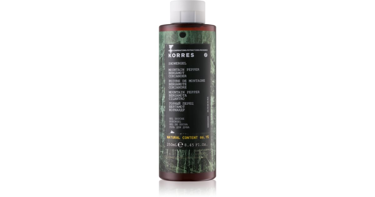 Korres Mountain Pepper, Bergamot & Coriander Shower Gel for Men