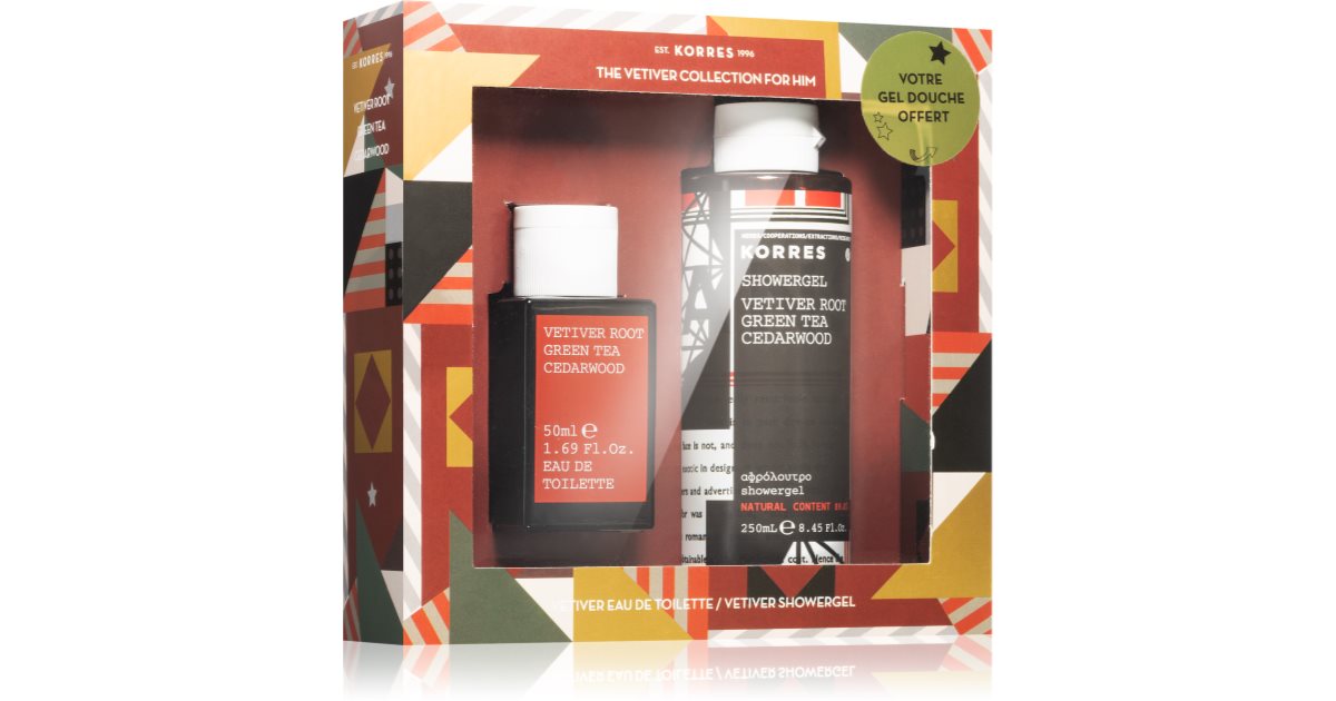 Korres Vetiver Root, Green Tea & Cedarwood coffret cadeau IV. (pour