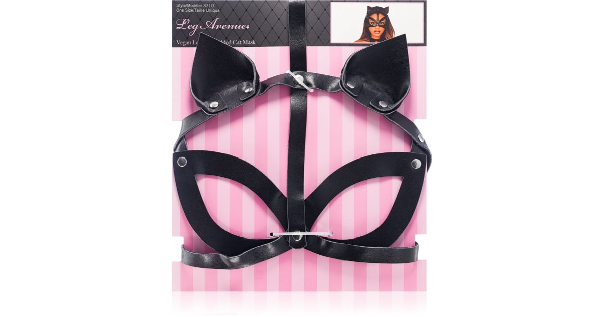 Leg Avenue Vegan Leather O-Ring Studded Harness Teddy with Collar Detail Adjustable Straps and Rip-Away Plaid Skirt