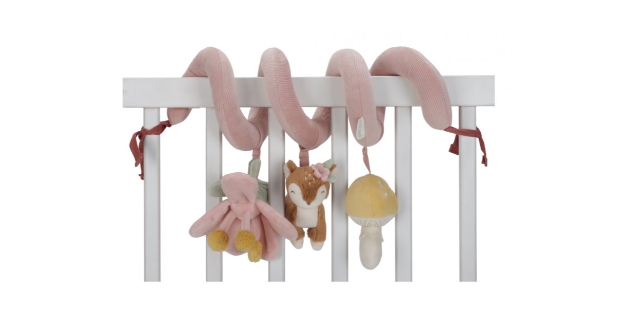 Little Dutch Chaîne Pour Poussette Fairy Garden Rose – 4 Jouets Suspendus – Cerf, Fraise, Champignon, Fleur – Sensoriel – Dès La Naissance