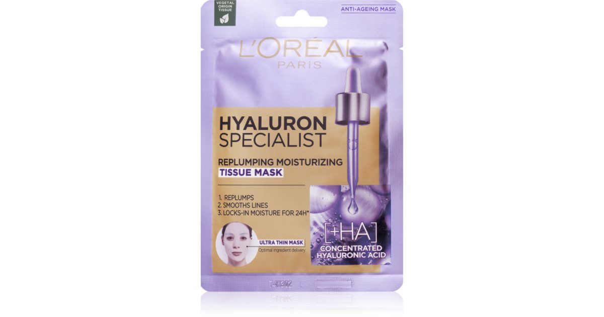 L'Oréal Paris Hyaluron Specialist Tissue Maske – Intensive Feuchtigkeitspflege Als Einweg-Gesichtsmaske