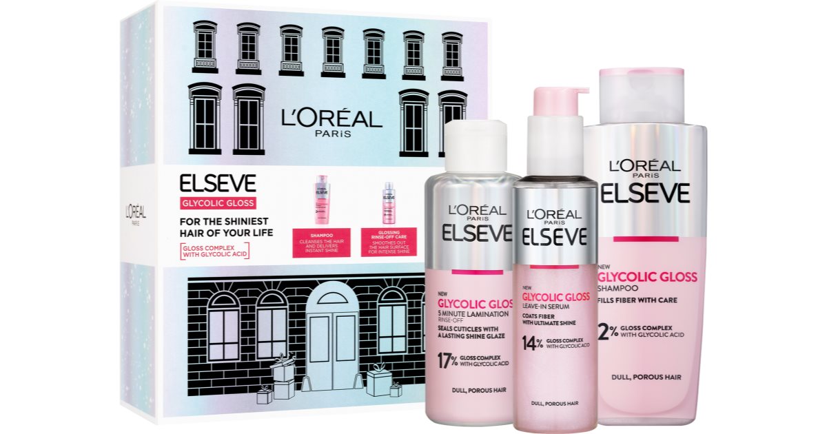 L’Oréal Paris Elseve Glycolic Gloss Gavesæt til Hår | notino.dk