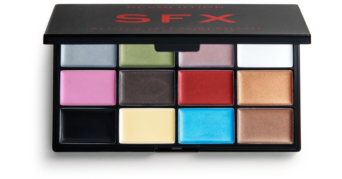 Kit De Maquillaje Halloween De 12 Piezas | Paleta De 12 Colores, Sangre Falsa Y Cera Para Cicatrices | Incluye 7 Pinceles Profesionales