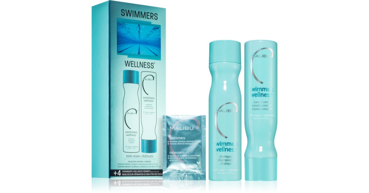 Malibu C Swimmers Wellness Shampoo & Conditioner & Remedy (Set shops of 2 Kit)