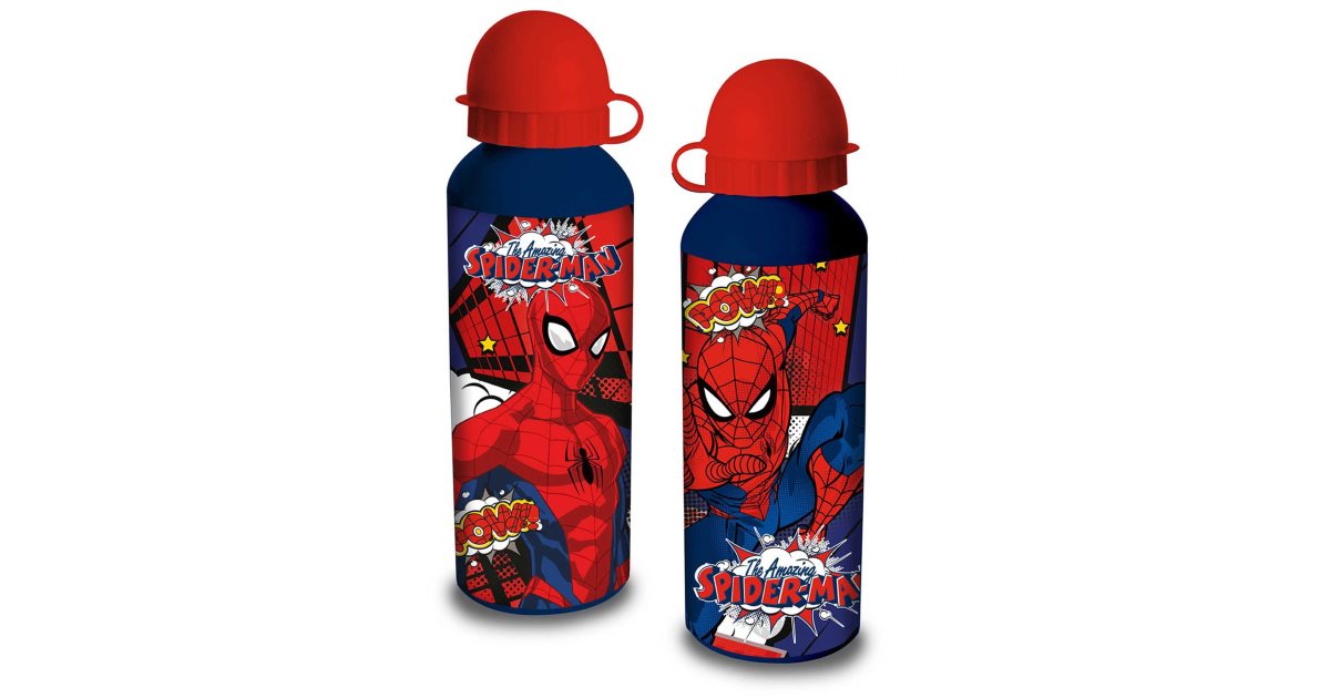 Get Trend Marvel Spiderman Bouteille d'eau pour enfants 500 ml avec paille et poignée, bouteille en plastique sans BPA anti-fuite, boissons froides réutilisables pour enfants (Spidey Bleu