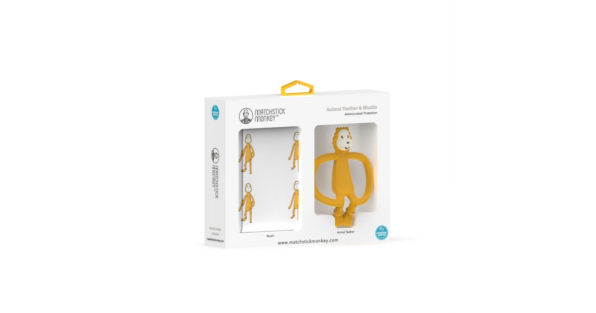 Matchstick Monkey Animal Teether & Muslin Lion Gift Set (for children)
