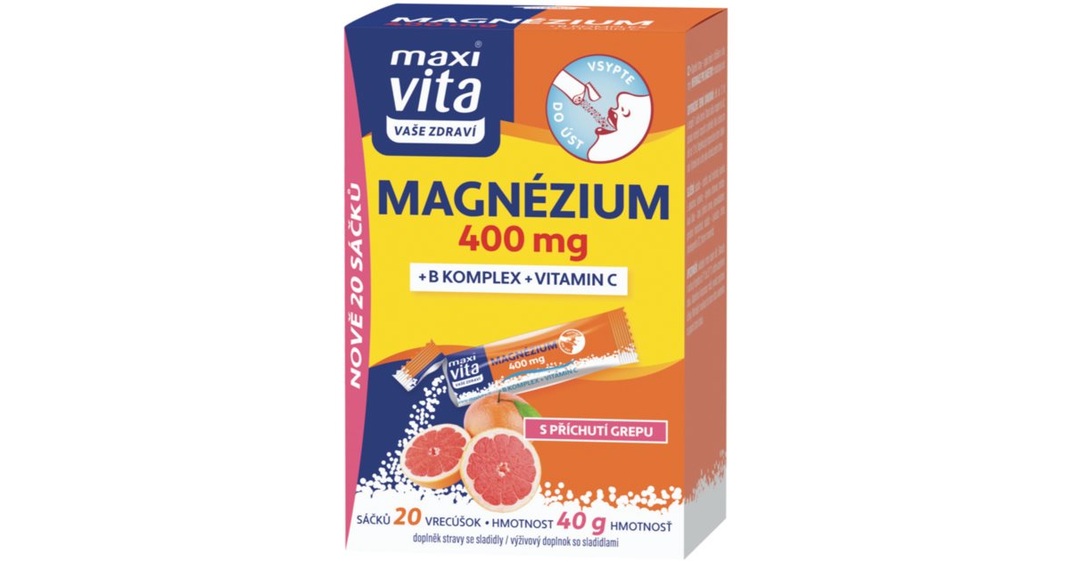 Maxi Vita Magnézium + B komplex + vitamin C prášek s komplexem vitamínu ...